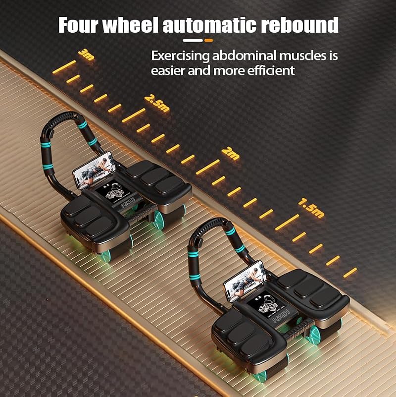 Ab Wheel Roller with Elbow Support - Automatic Rebound - Black