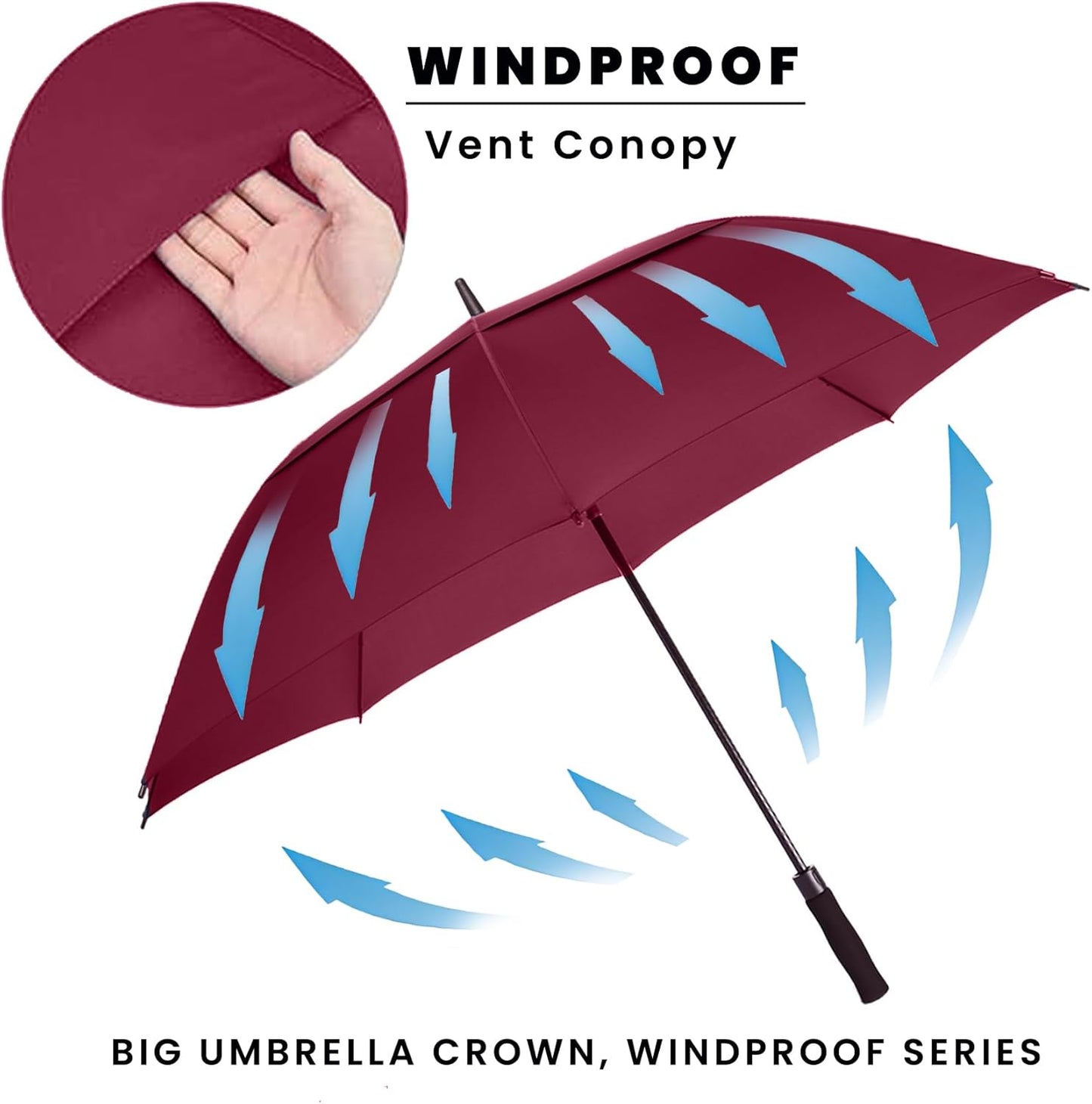Skiennix Golf Umbrella - Extra Large 72-Inch Double Canopy, Windproof & Waterproof, Automatic Open