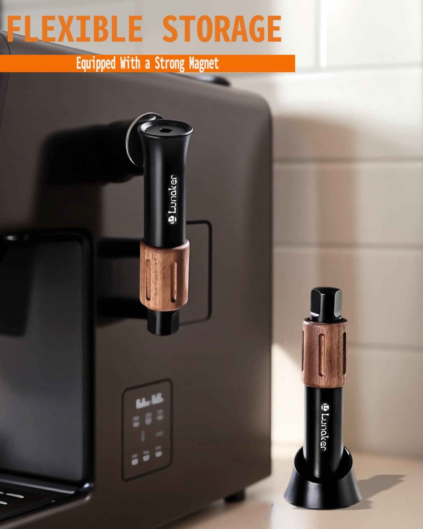 Lunaker Flick WDT Espresso Distribution Tool - Tamper With Retractable Needles - Coffee & Espresso Machine Accessories