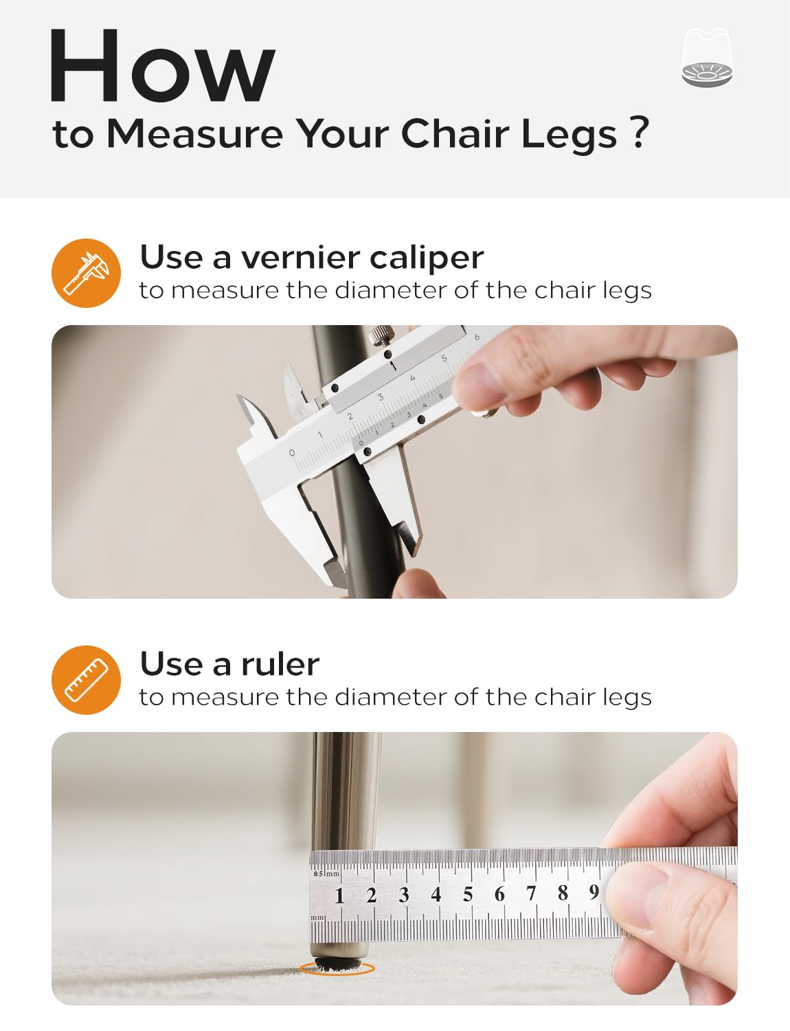 yomanta Upgrade 24 PCS Silicone & Felt Chair Leg Floor Protectors for Hardwood Floors - Furniture Pads, Chair Leg Covers/Cups - No Noise & Scratch-Proof - Round M (Fits 1"-1 3/16" / 26-30mm), Black