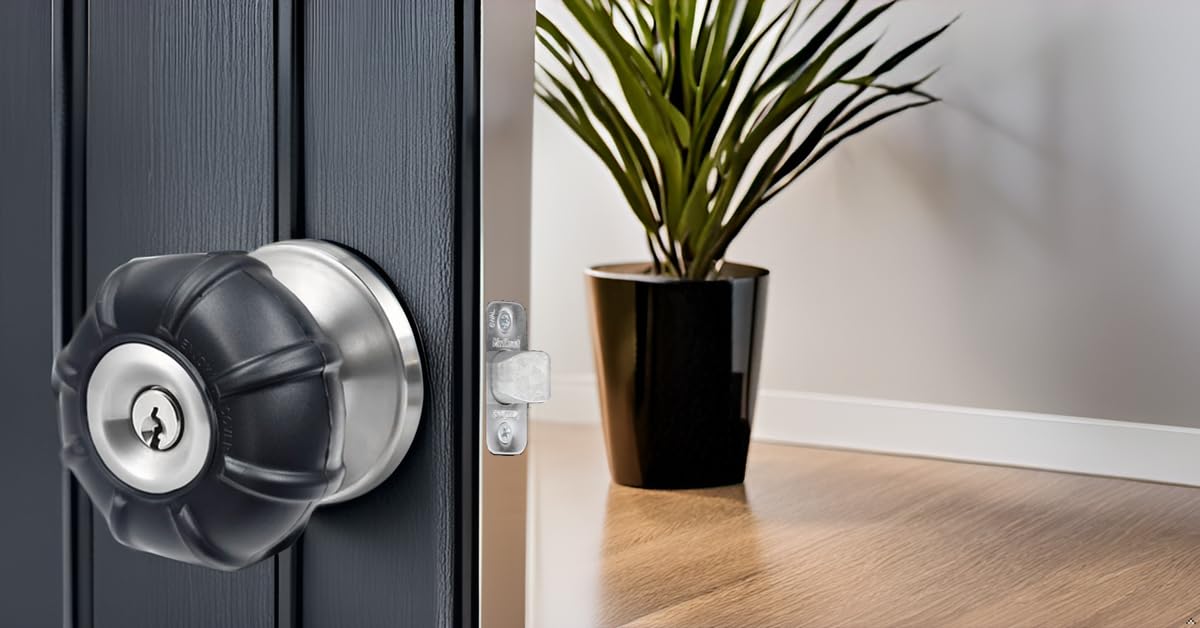 Enjoy Cover | 2 Pack Upgraded Ergonomic Design Door Knob Cover Grips, Non-Slip, Arthritis and Senior Living Aids, Universal Size (Black)