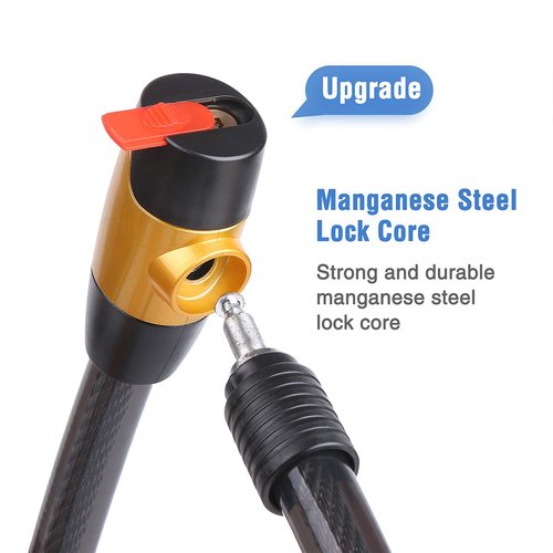 FOBOZONE Bike Cable Lock with Keys, 4FT x 23 mm Bike Lock Cable, Durable Steel, Anti-Theft Outdoor Waterproof Locks for Bike, Ebike, Scooter, Motorcycle, Warehouse, Fence Shed, Gate