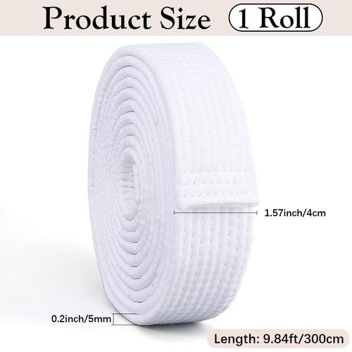 CREATCABIN White Karate Belts Polyester Martial Arts Belt Judo Brazilian Jiu-Jitsu TKD Aikido Uniform Rank Belt Long Soft Universal Fit Adult Taekwondo Belts for Men Sports Training Equipment 9.84ft