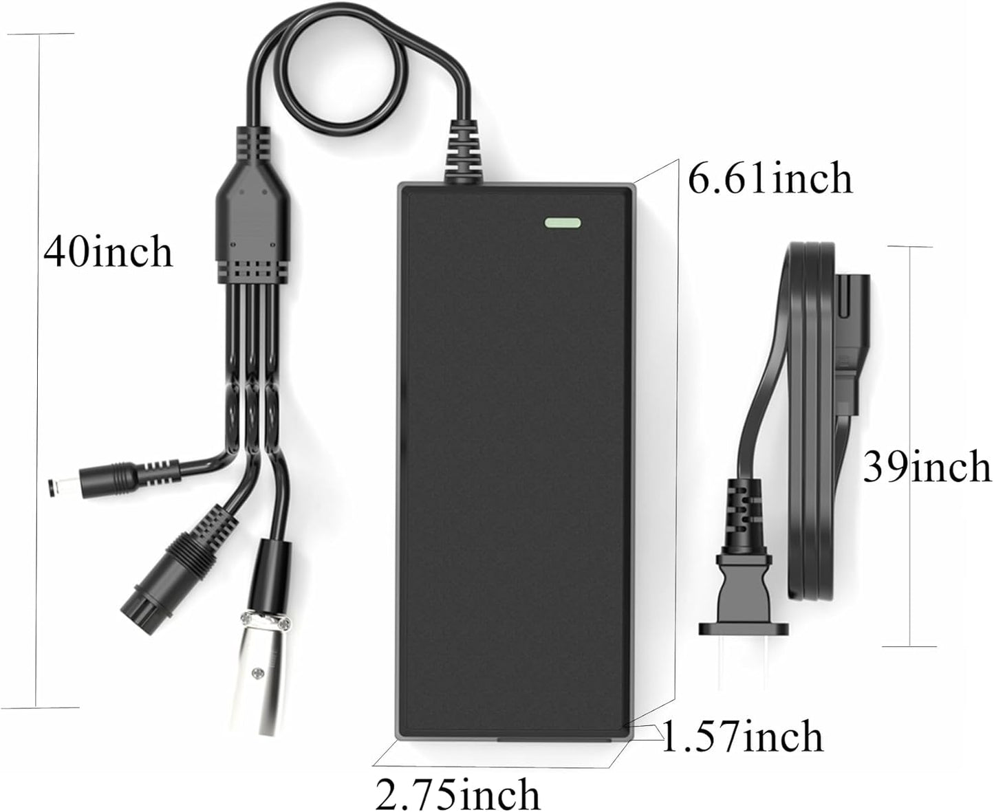 54.6V 2A Electric Ebike Charger - Versatile 3-Plug Design for 48V Battery Compatibility