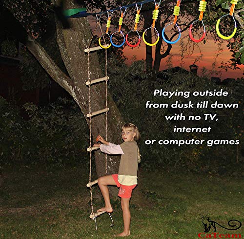 Wooden Rope Ladder for Kids - 6.5ft Indoor/Outdoor Climbing