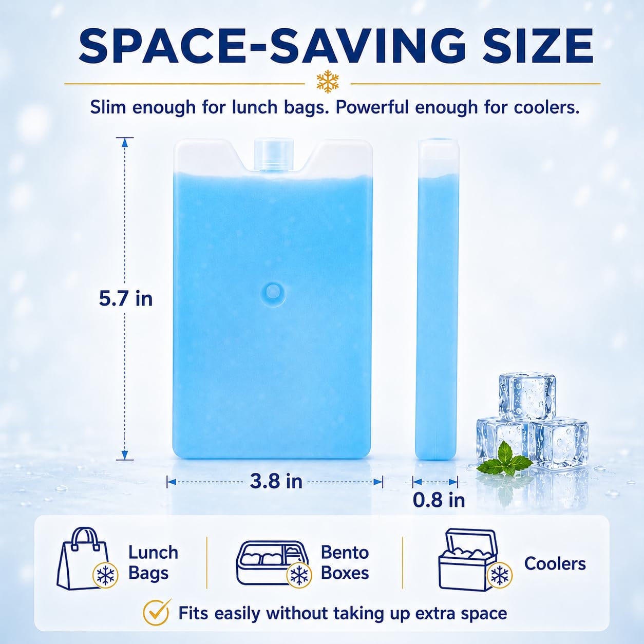 TOPOKO Ice Packs for Lunch Bags, Coolers & Freezers – 6 Pack Reusable Ice Packs, Slim, Leak-Proof, Long-Lasting Cold, Quick Freeze for Picnic, Camping, Beach, Hiking & Outdoor Sports