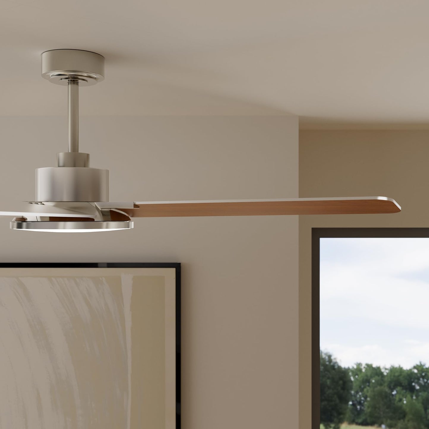 Fanbliss 44 Inch Ceiling Fans with Lights, Modern Nickel Ceiling Fan with Dimmable LED, 6 Speeds, Timer, Quiet Reversible DC Motor, Remote Control Ceiling Fan for Bedroom, Living Room and Kitchen