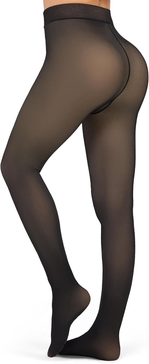 KBVOT Fleece Lined Tights - Warm Sheer Pantyhose Leggings for Winter Dresses | Thick & Comfortable