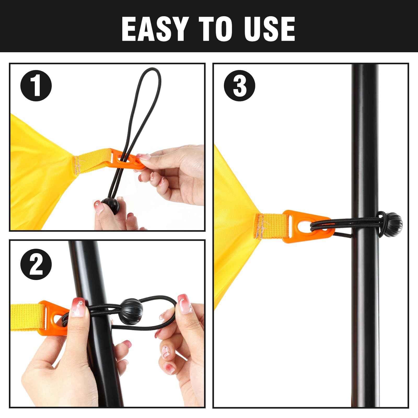 Bungee Cords with Balls 6 Inch, 100 Pack Heavy Duty Bungie Cord Balls, Canopy Tarp Tie Down Ball Bungee Cords for Camping, Tents, Patio Umbrellas, Awning, Bundle, Black