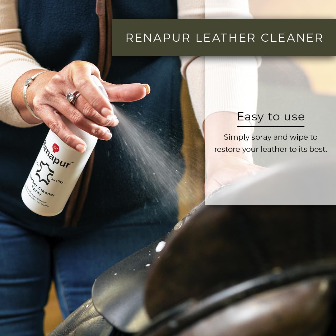 Renapur Natural Leather Cleaner Spray – Deep-Cleaning & Conditioning Formula for all your Leather, including Sofas, Car Interiors, Footwear, Clothing & Saddles & Tack. (8.5 fl.oz) - Packaging May Vary