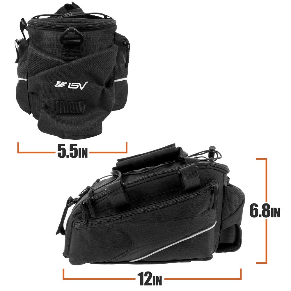 BV Bike Bag - Rear Bike Saddle Bag with Secure Velcro Mount & Shoulder Strap - Pump Holder, Bottle Pocket & Reflective Trim - Ideal for Work, Commute & Everyday Cycling - Bike Bags for Bicycles