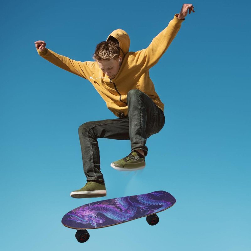 SDMKA Purple Chinese Dragon Skateboard Grip Tape 9" x 33" Bubble Free Waterproof Skateboard Grip Tape Sheet Non Slip Griptape for Skateboard Longboard