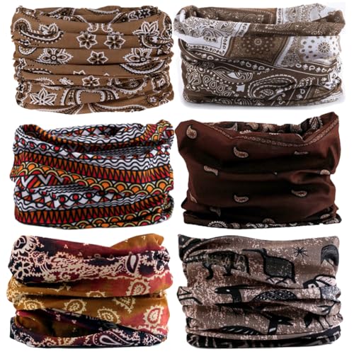 MOBEST Brown Paisley Neck Gaiter Mask Face Cover Bandana Headwear Balaclava for Men Women