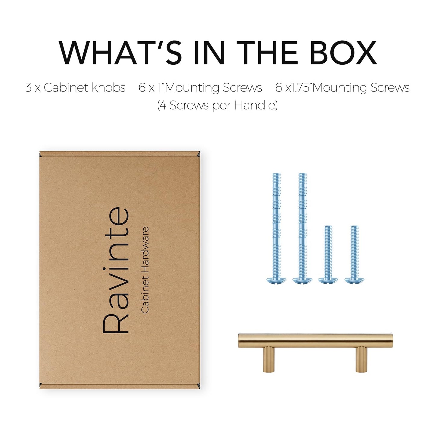 Ravinte 3 Pack 5 Inch Cabinet Pulls Champagne Bronze Stainless Steel Kitchen Drawer Pulls Cabinet Handles 5 InchLength, 3 Inch Hole Center