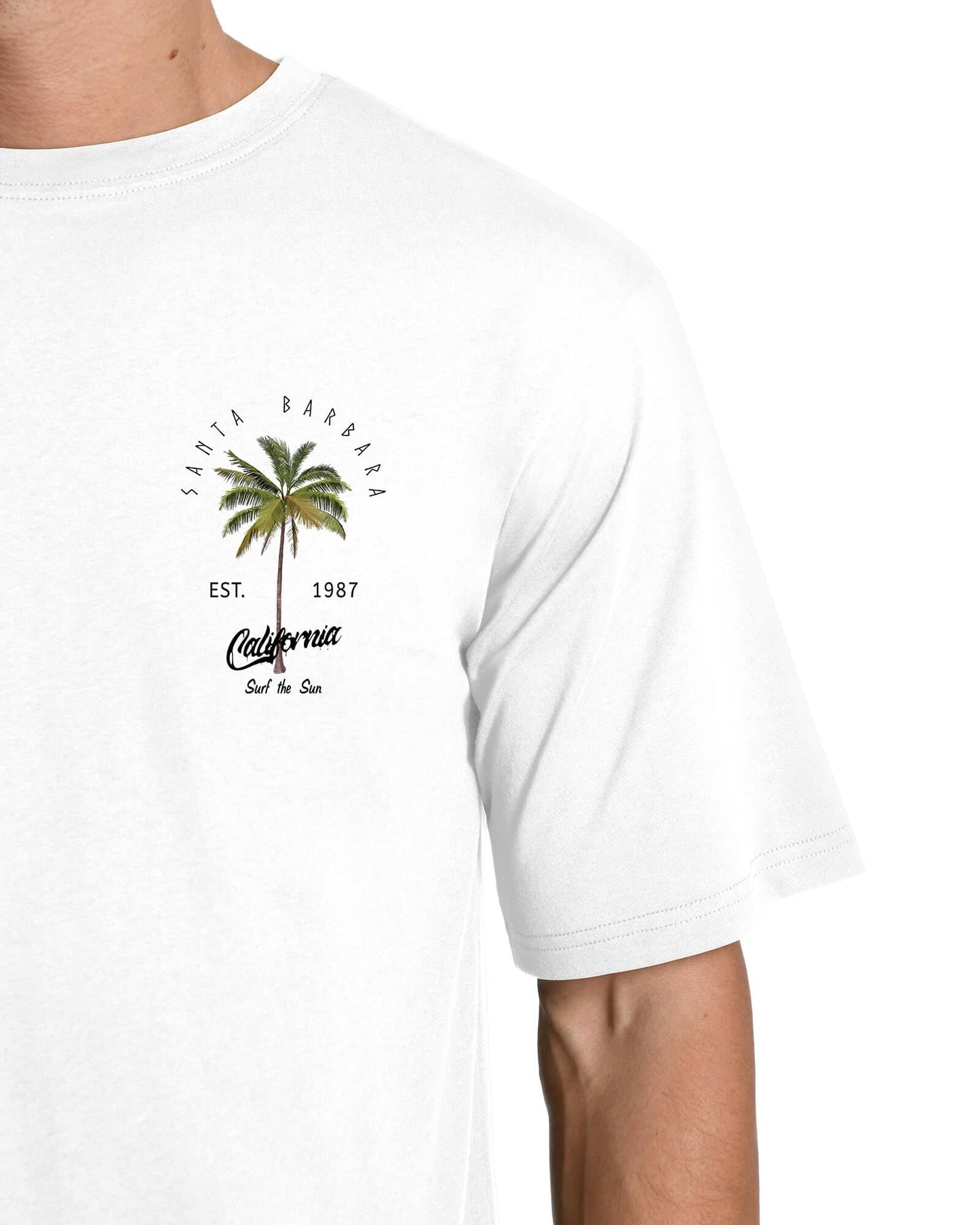 AIYINO Mens Santa Barbara Palm Tree Tee California Surf Casual T-Shirt