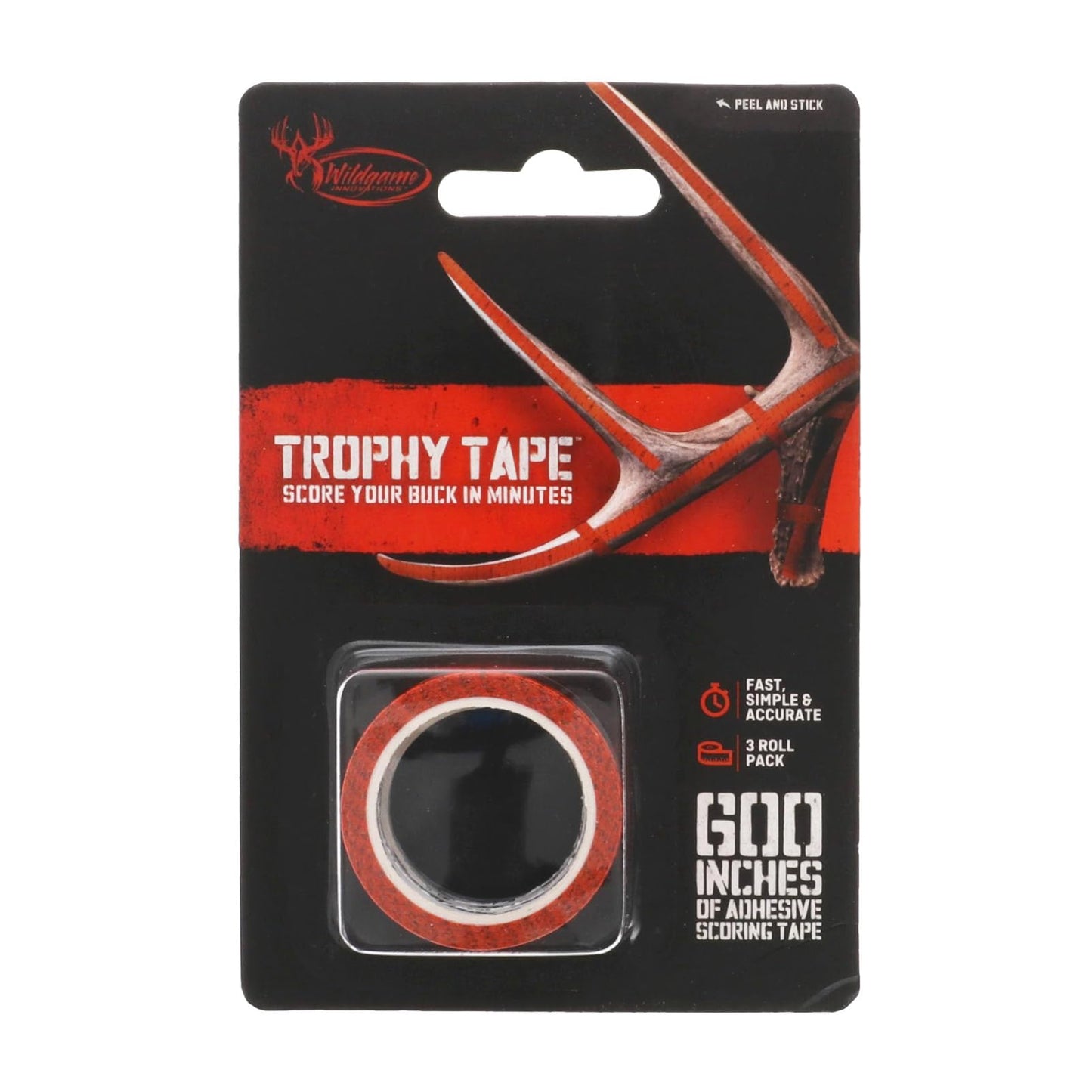 WILDGAME INNOVATIONS Trophy Tape, 3 Roll Pack | Easy-to-Remove Accurate Bright Orange 600in Adhesive Scoring Tape for Measuring Deer Antlers