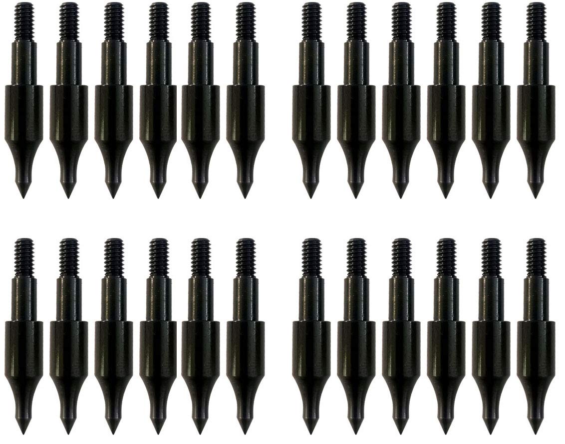 PTOUGE 24 Pcs Steel 100 Grain Archery Arrow Field Points Field Tips - Practice Target & Hunting Arrows Heads for Recurve, Compound Bow & Crossbow Bolts Screw-in
