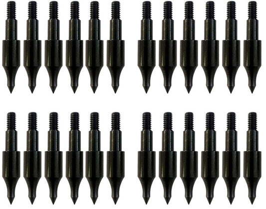 PTOUGE 24 Pcs Steel 100 Grain Archery Arrow Field Points Field Tips - Practice Target & Hunting Arrows Heads for Recurve, Compound Bow & Crossbow Bolts Screw-in