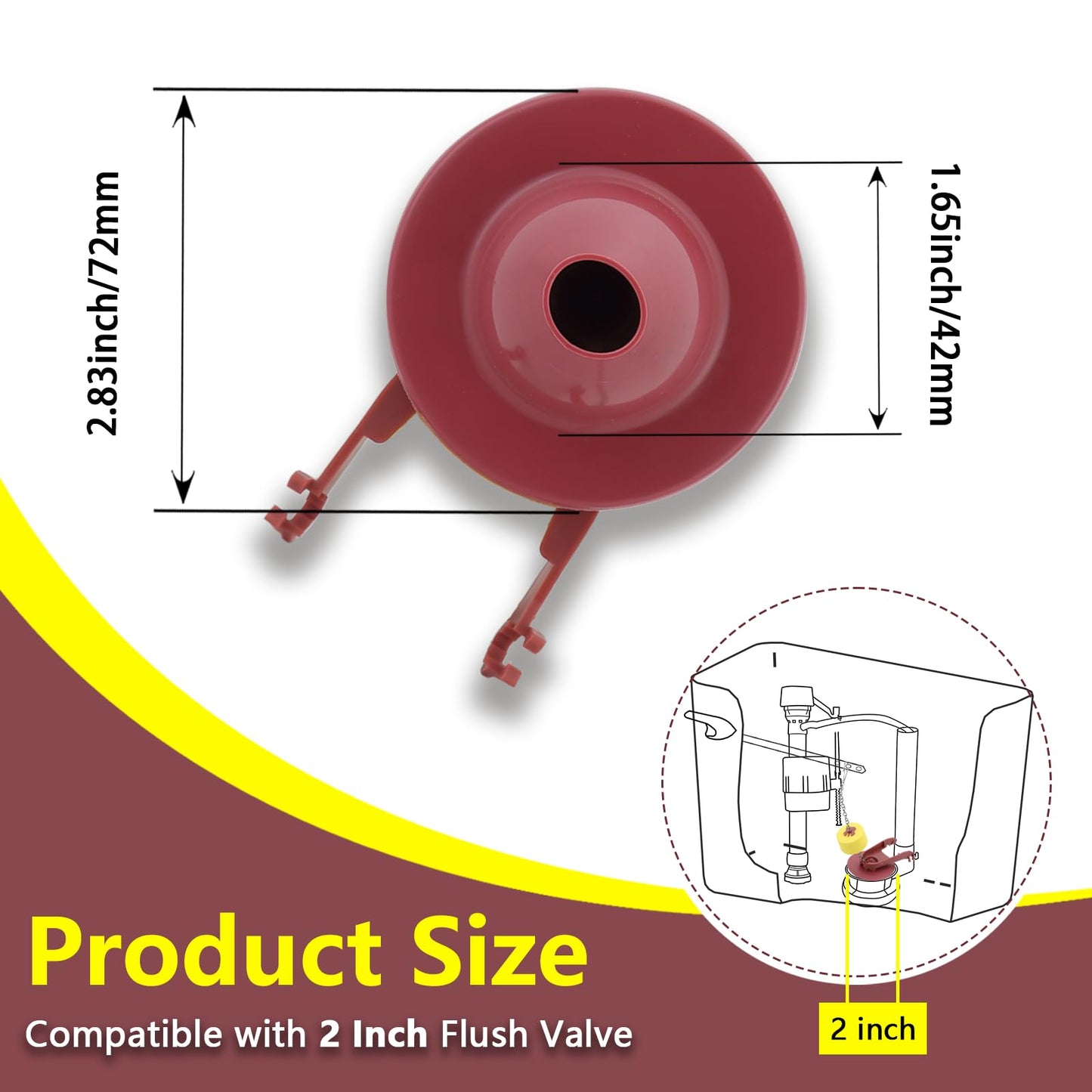 2 Inch Toilet Flapper with Float Replacement Compatible with Kohler GP1105825, Fit 1.28 gpf Toilet with Stainless Chain and Float, 1 Pack