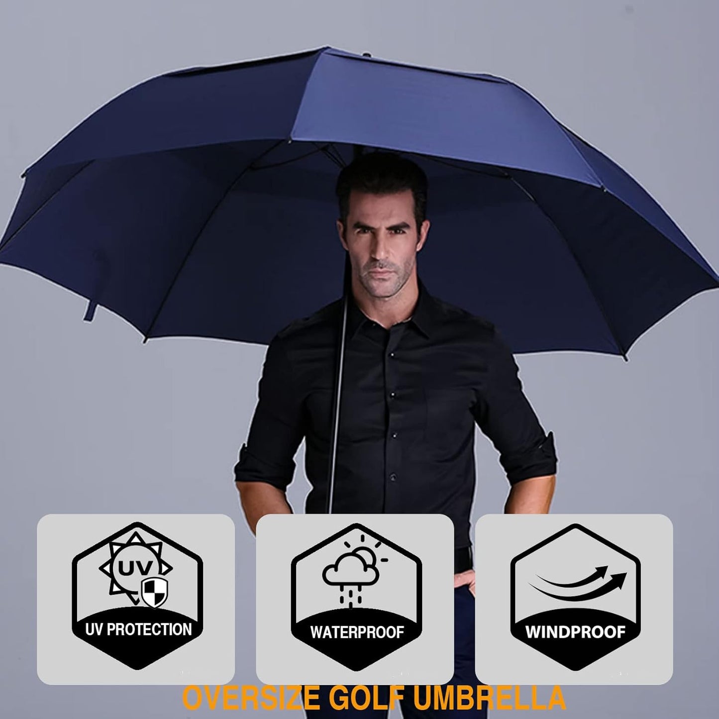 SIEPASA Golf Umbrella - Large 62/68/72 Inch Automatic Open | Windproof, Waterproof Double Canopy Design