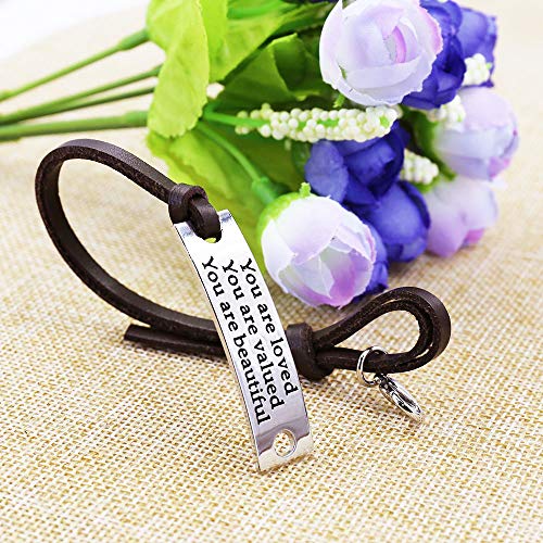Inspirational Adjustable Leather Bracelet - You Are Loved