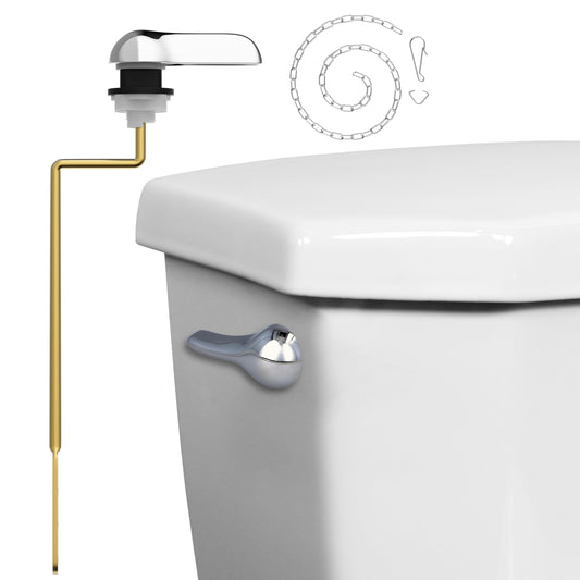 Mesora Universal Metal Side Mount Toilet Handle Replacement Kit with Flapper Chain, Pure Brass and Aluminum, Compatible with Most Toilets - Chrome