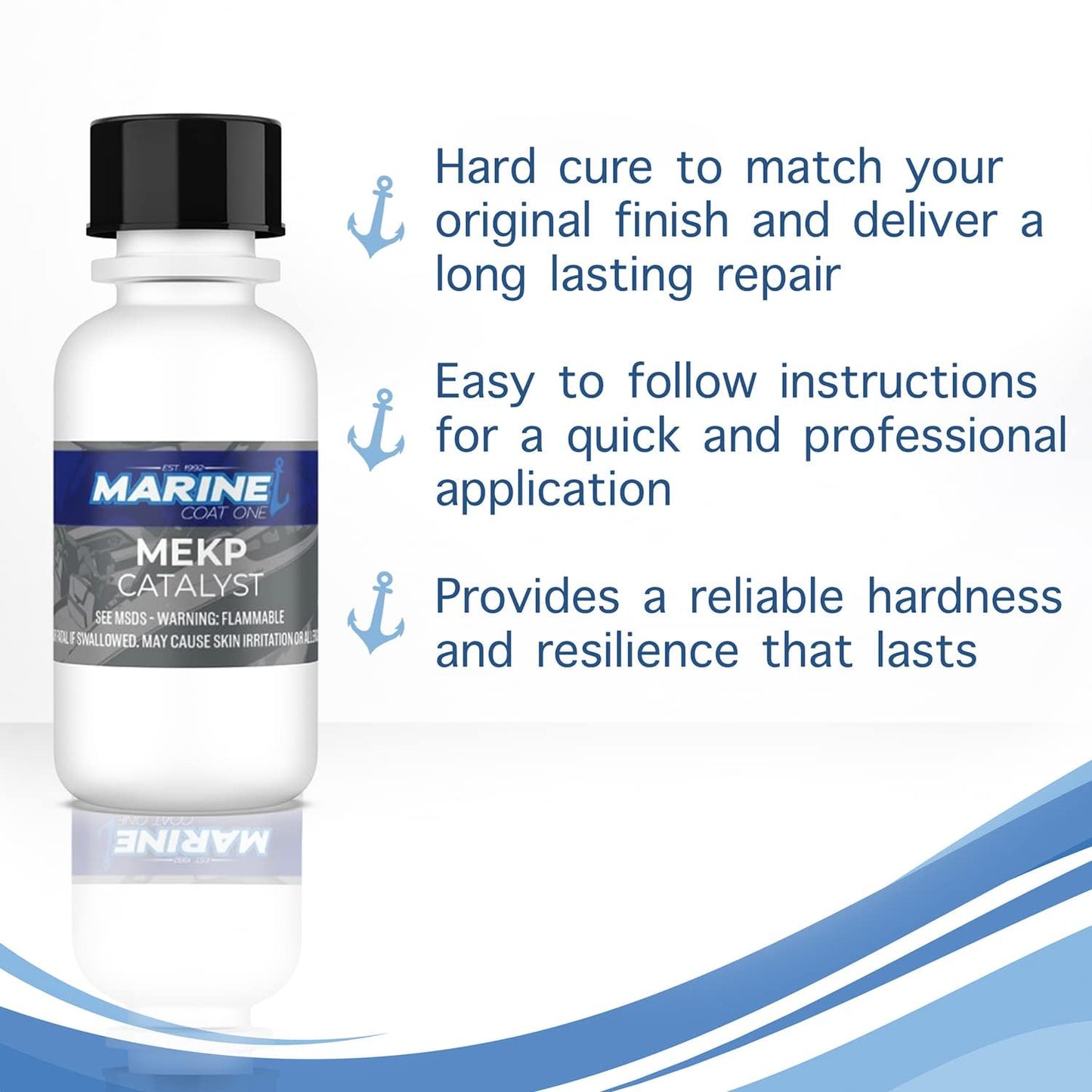 Marine Coat One Iso/Npg Gel Coat White with Wax with MEKP Catalyst for Hardening, with 6 Color Tinting Pigments, Gel Coat Repair Kit for Boats, Fiberglass (1 Quart)