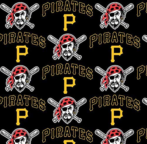 Pittsburgh Pirates MLB Black Cotton Fabric 58" Wide by the Yard