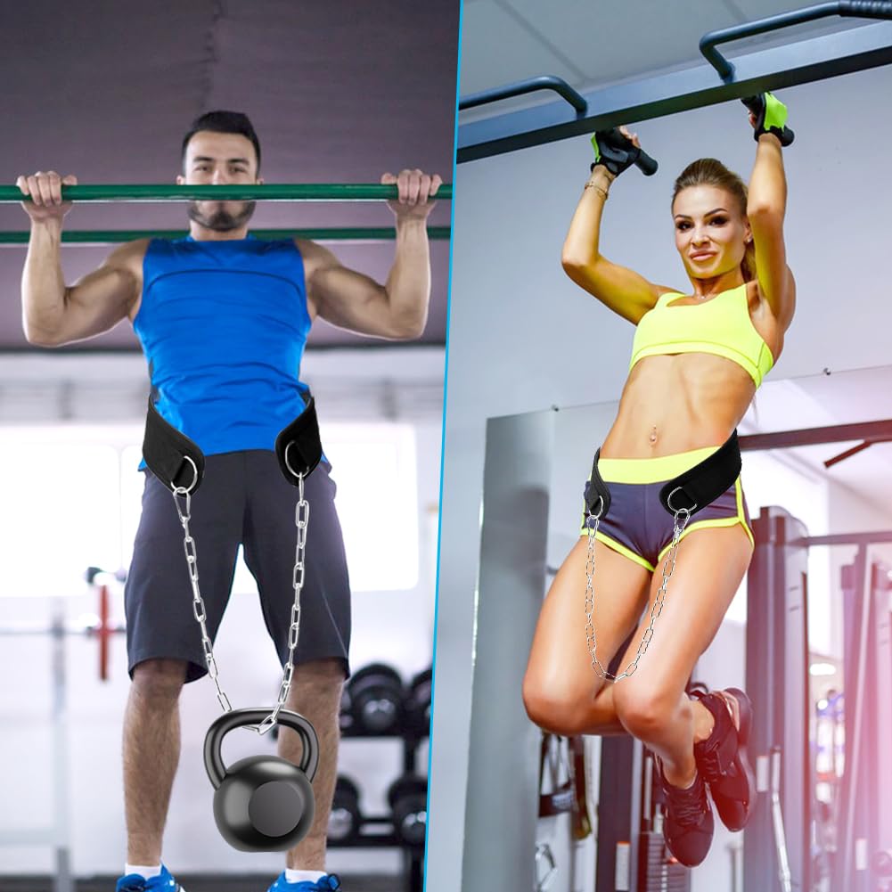 Dip Belt With Chain,Weightlifting Belt or Pull-Ups, Powerlifting, Squats, and Bodybuilding,550lbs - 650lbs Weight Capacity