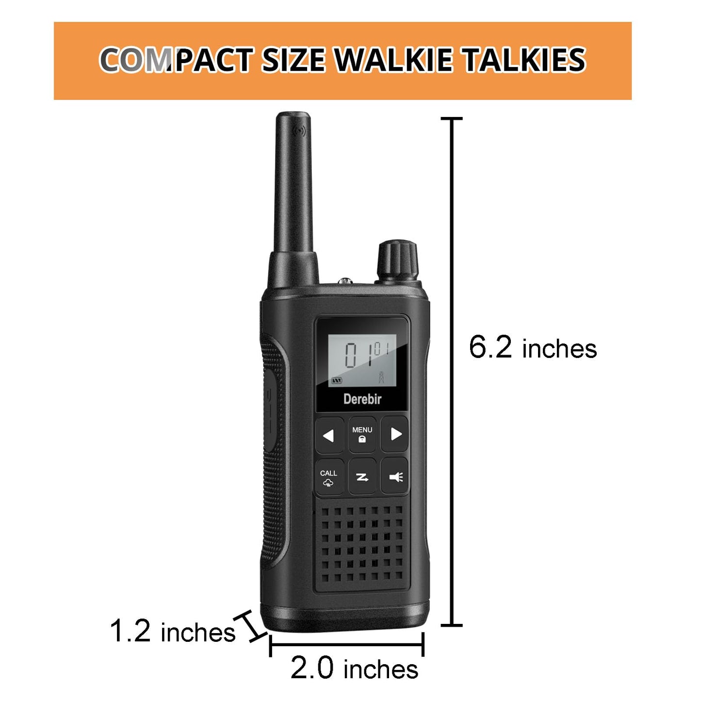 Derebir Walkie Talkies for Adults-4 Pack, Rechargeable Walkie Talkies Long Range 22 FRS Channel 2-Way Radios with NOAA Weather Alert,VOX,Flashlight and 1500mAh Li-ion Battery for Family Hiking Camping