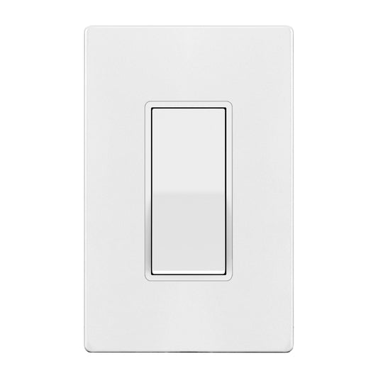 TG White Light Switch with Screwless Wall Plate, Decorator Paddle Rocker Wall Switch, 4-Way, 3 Wire, Grounding Screw, Residential Grade, 15A 120V/277V, UL Listed, LS-D415-WSP