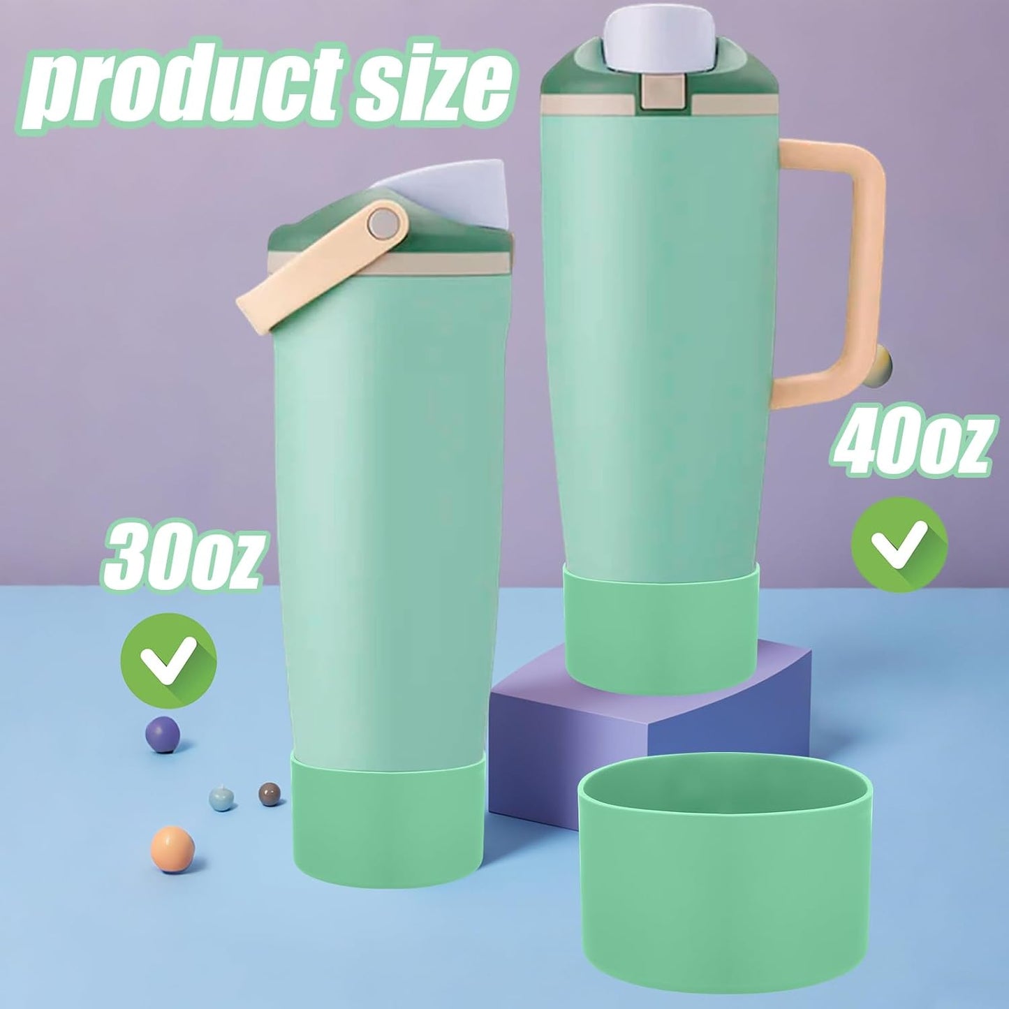Mity Rain Silicone Protective Boots for Owala 30oz & 40oz FreeSip Sway Bottles - Sage Green, Enhances Stability & Prevents Scratches