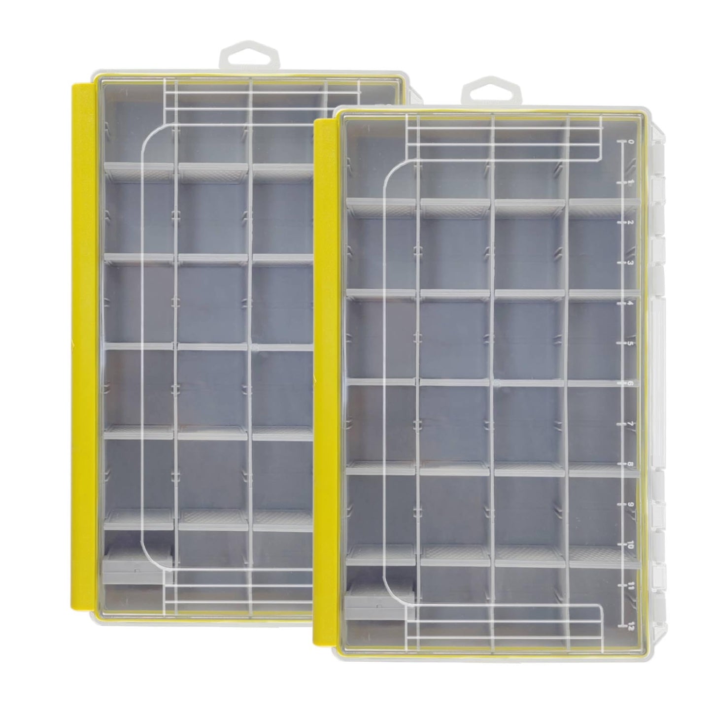 Aventik Waterproof Fishing Tackle Box Organizer with Removable Dividers Sturdy Lure Storage Box and Terminal Tackle Storage 3600/3700 Tackle Trays (Yellow(2), 3700-13.98x8.86x2.2inch)