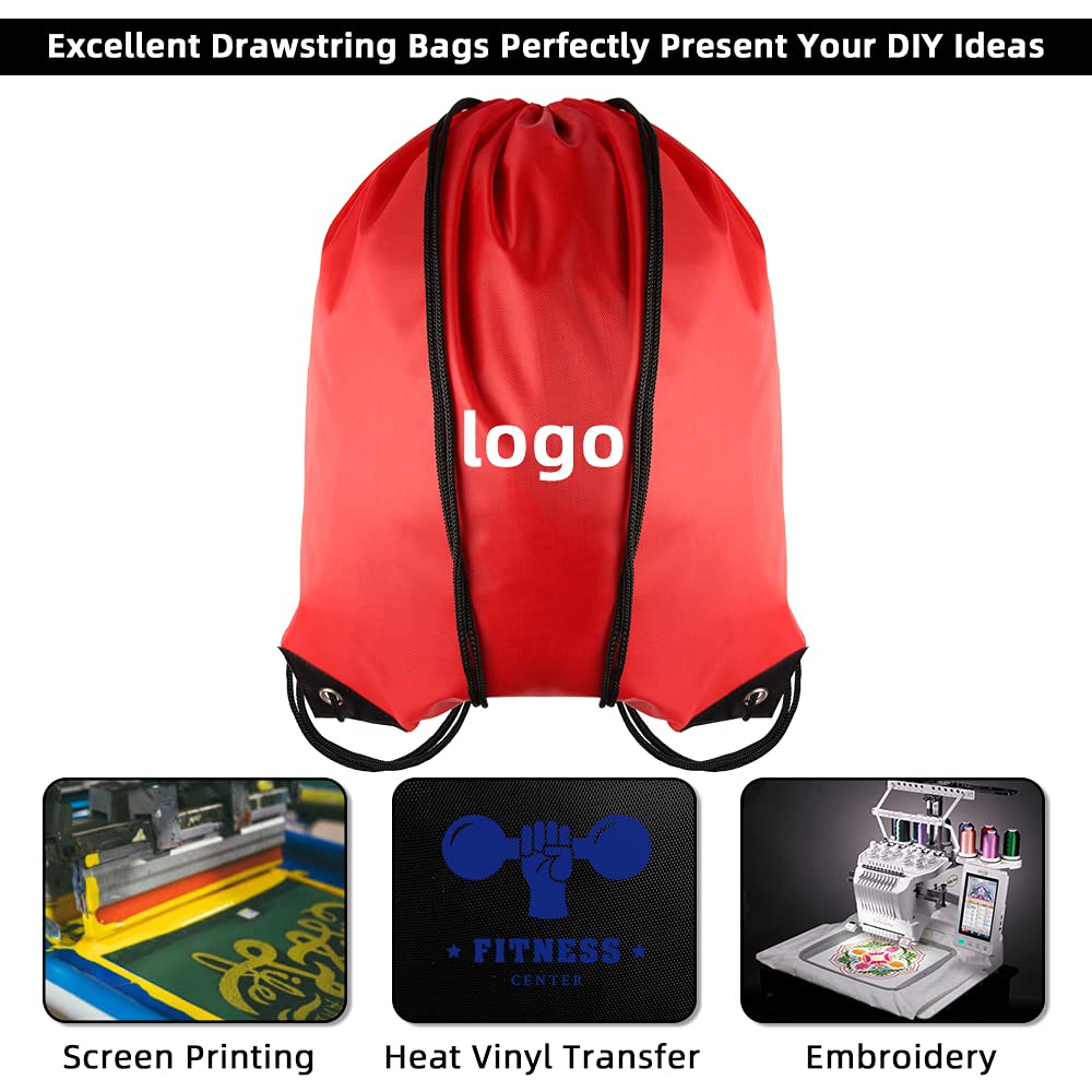 GoodtoU Drawstring Bags Bulk, 100 Pcs Cinch Bag Gym Sackpack Drawstring Backpack for Women & Men, Red