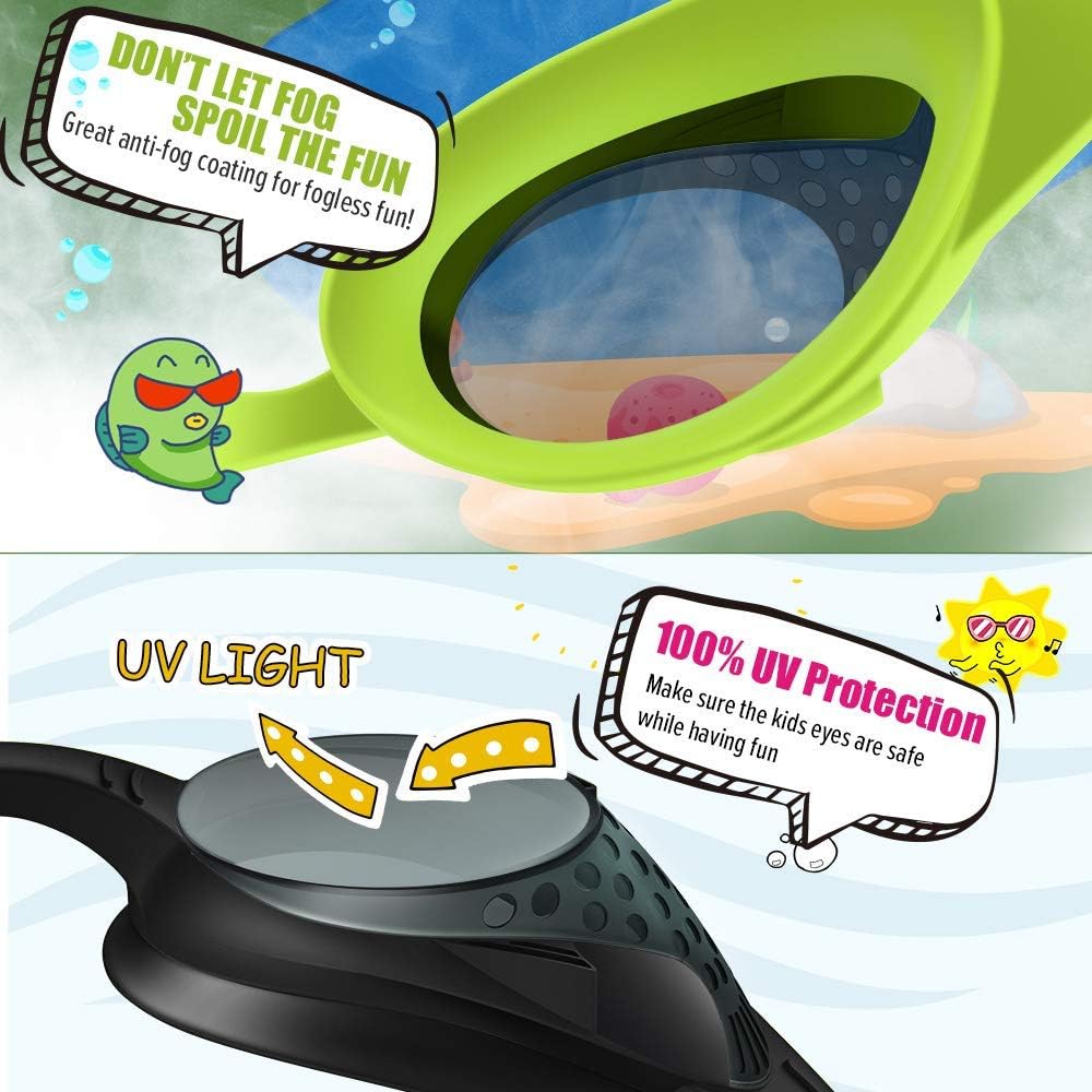 OutdoorMaster Kids Swim Goggles - Quick Adjustable Strap for Comfortable Fit | 2-Pack
