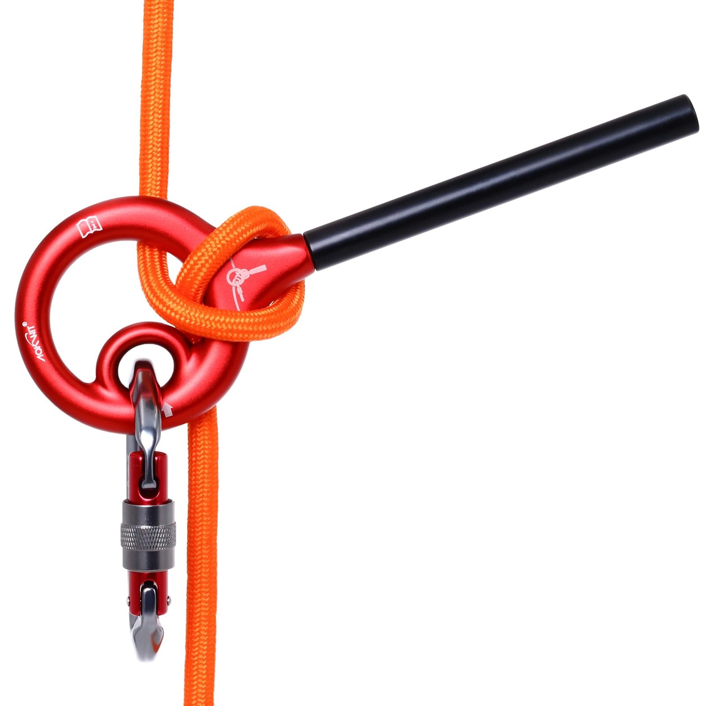 AOKWIT 9 Rescue Figure, Upgrade 8 Descender Climbing Gear Downhill Equipment Easy Operation Rigging Plate Aluminum Alloy Rigging Plate for Rock Climbing Belaying and Rappeling Device (Red)