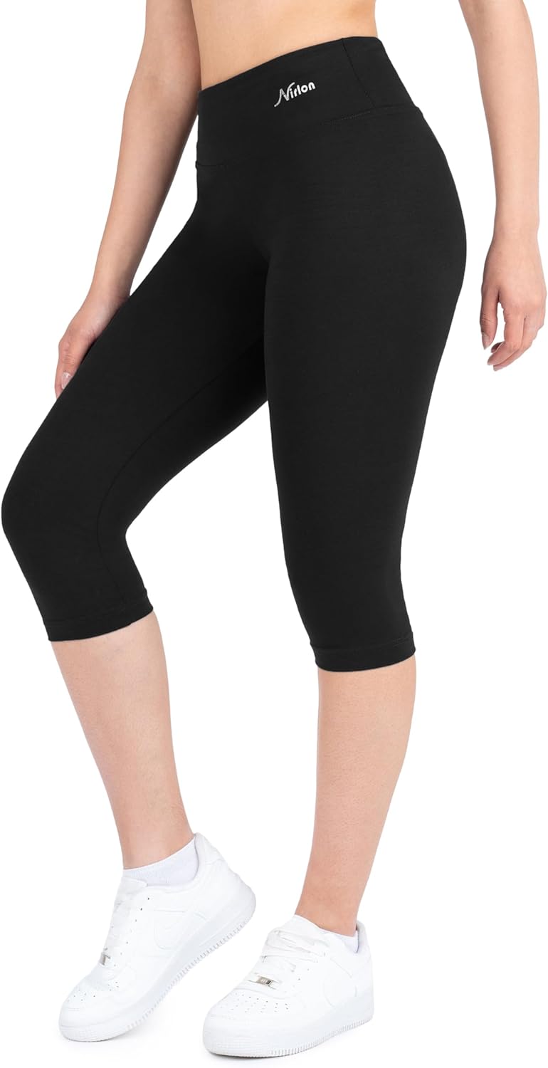 Nirlon Women's Capri Leggings - High Waist Yoga Pants for Comfort & Style | 3/4 Length