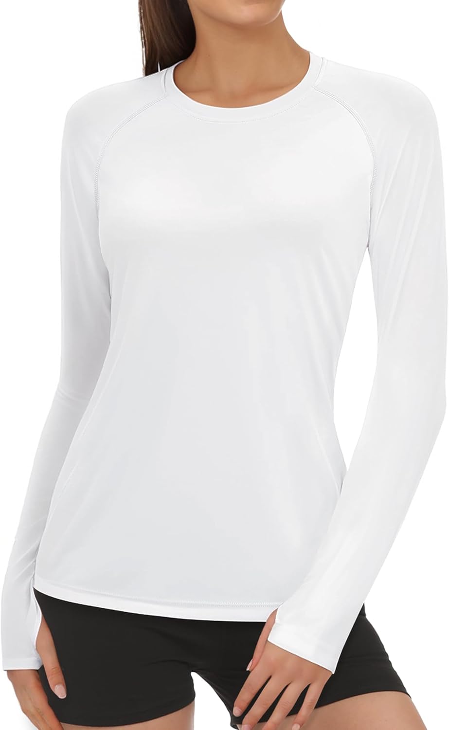 Skiennix Rash Guard for Women - UPF50+ Long Sleeve UV Protection Shirt | Quick Dry, Large, White