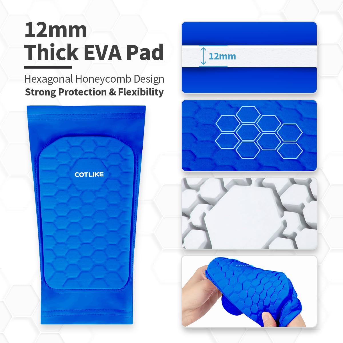 Soccer Shin Guards for Kids Youth Adults, Ski Shin Guards Sleeves for 2-18 Years Old Boys Girls Men, Calf Compression Sleeve with Honeycomb Pads, Espinilleras de Futbol para Hombres (Blue, XS)