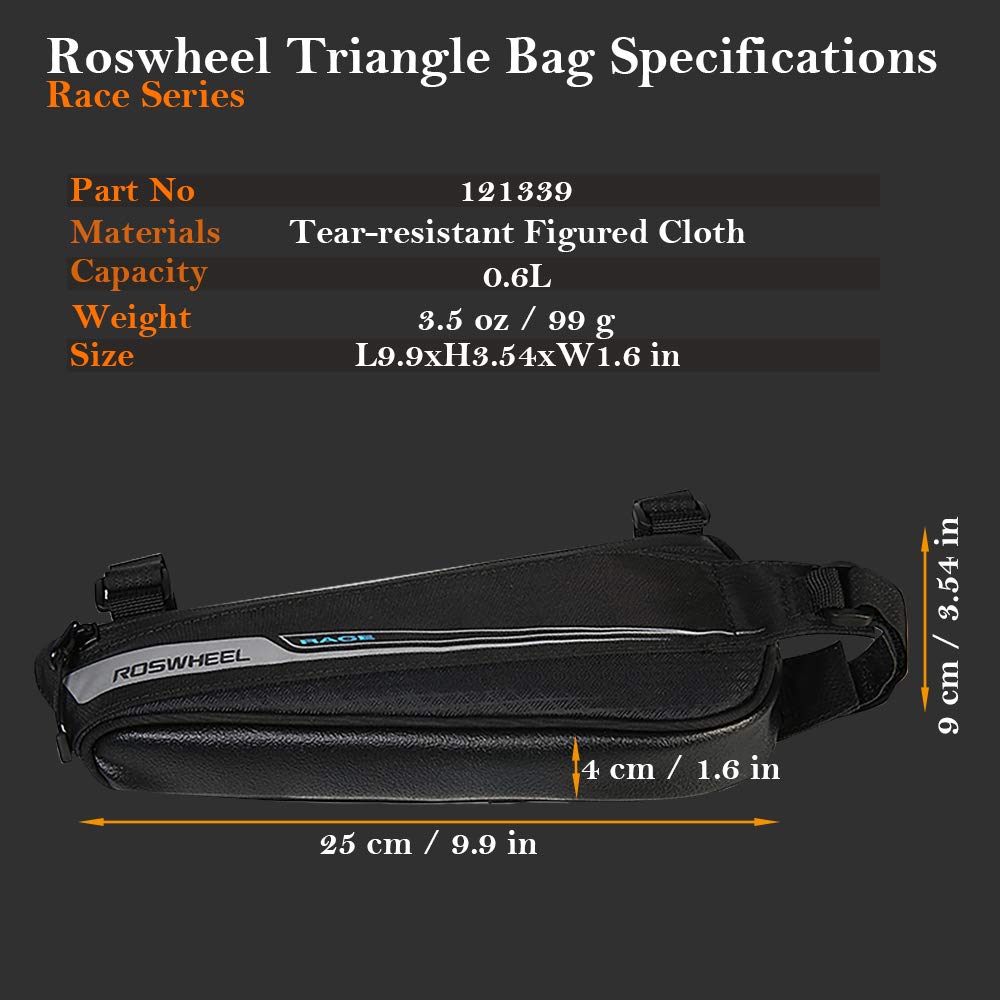 Roswheel Race Series 121444 Bike Frame Mounted Bag Bicycle Triangle Pouch Cycling Accessories Pack for Road Bike