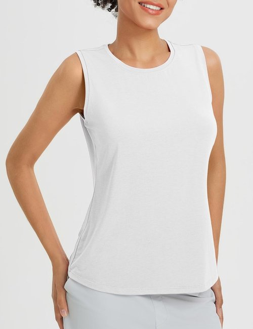 Baleaf Women's Yoga Tank Top - Open Back High Neck Sleeveless Athletic Shirt | Loose Fit for Gym
