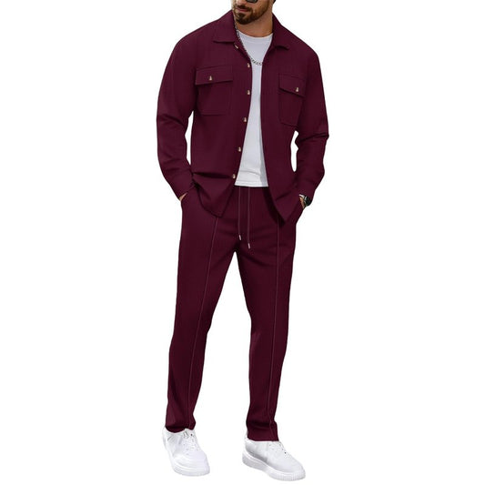 Mens Sweatsuits 2 Piece Set Jacket Top and Casual Pants Set Fall Fashion Sweatsuits Waffle Plaid Jacquard Outfits