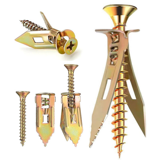 100Pcs Self Drilling Drywall Anchors, Metal Expansion Bolt for Drywall No Drilling Required, for Hanging Sheetrock (50PCS Steel Anchors and 50PCS Zinc Screws)