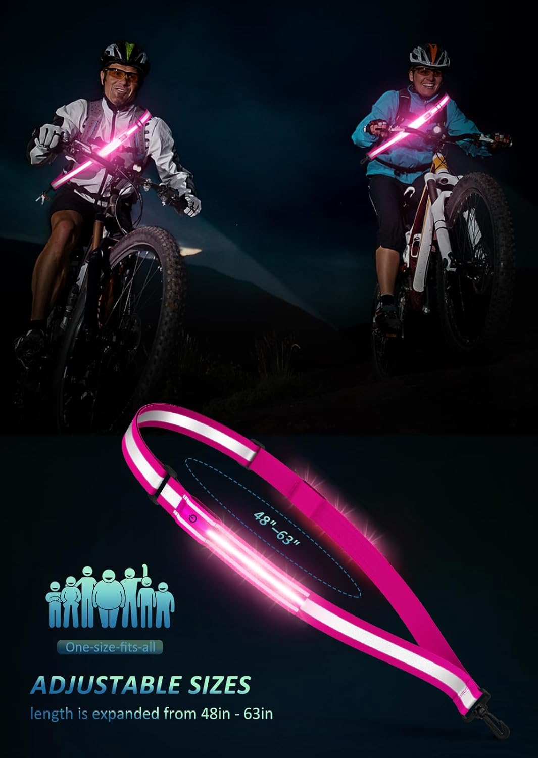 Ylzzrs LED Reflective Belt - High Visibility Safety Gear for Night Walks | Rechargeable for Men, Women & Kids