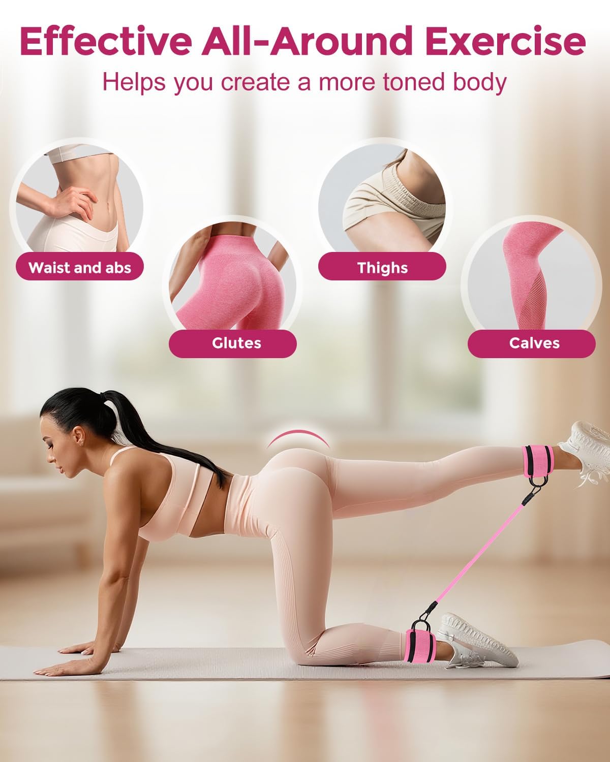 Pilates Essentials Kit for 5.2-5.7 FT Women, 14'' Magic Circle Home Pilates Equipment Ring and Ball Set, 5 Resistance Bands Workout Guide for Balanced Resistance Full-Body Workout Set for Beginners