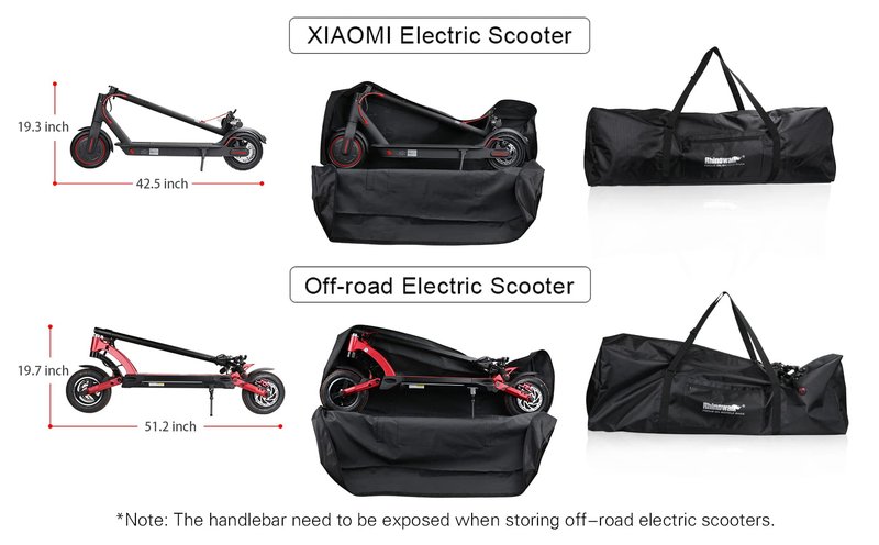 Rhinowalk Electric Scooter Bag, Foldable Carrying Case with Shoulder Strap, Heavy Duty Storage and Travel Backpack for Most Scooters