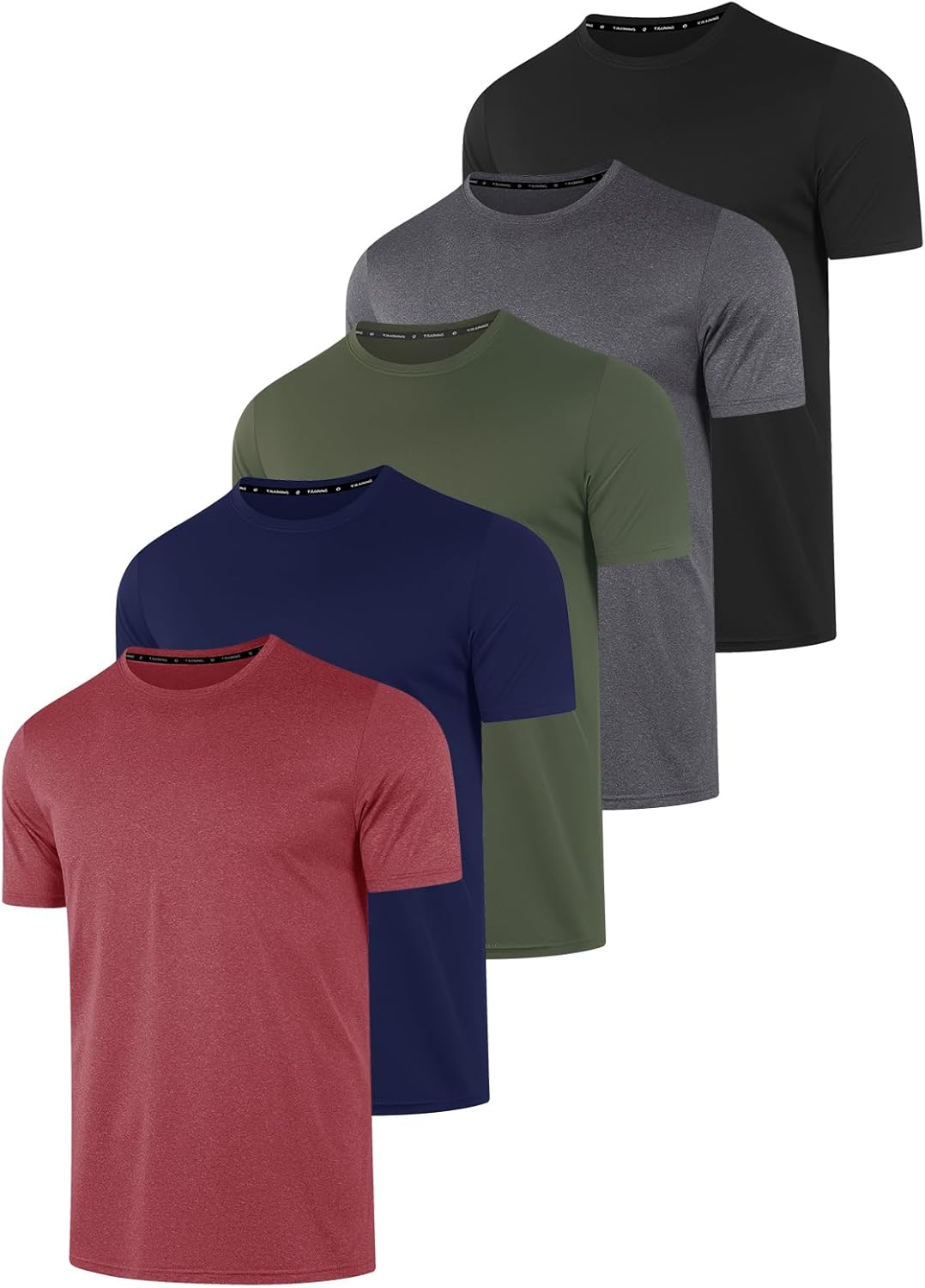Skiennix Workout Shirts for Men - Quick Dry UPF 50+ Sun Protection Athletic Tees | 5 Pack Lightweight Summer Tops