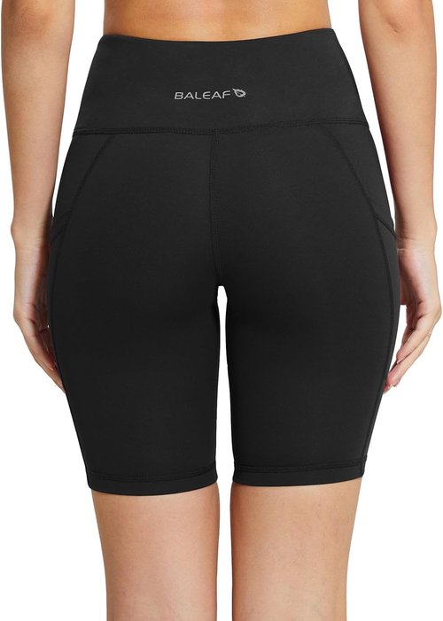 Baleaf Women's High Waist Biker Shorts - Comfortable Yoga & Workout Spandex with Pockets | 8"/5"/3" Sizes
