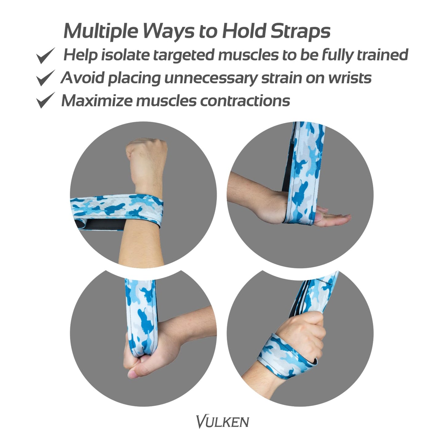 Vulken Tricep Rope Cable Attachment, 28.7 Inch & 22 Inch Two Lengths Built in One Pull Down Rope, Triceps Extension Straps Gym Equipment, Home Workout Handles for Resistance Bands, Blue Camo