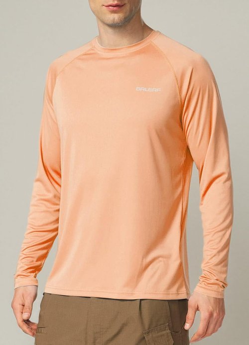 Baleaf Men's UV Protection Long Sleeve Rash Guard - Quick Dry, Lightweight, UPF 50+ for Fishing & Running